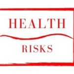Bold red text 'HEALTH RISKS' on white background, framed, emphasizing backflow prevention by Force Plumbing and Heating LLC.
