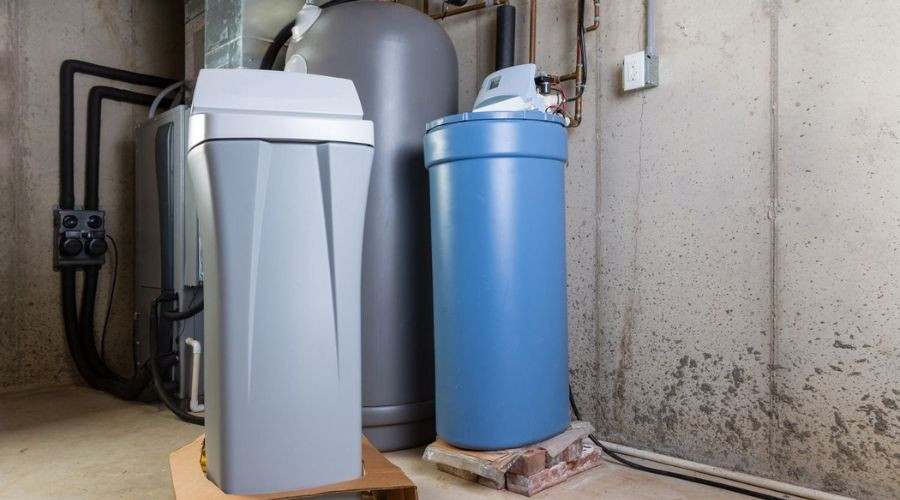 Water filtration and purification systems in a utility space by Force Plumbing and Heating LLC.
